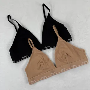 Hanes Womens Cotton Spandex Triangle Bralette 2 Pack‎ Black Tan M thumbnail 1