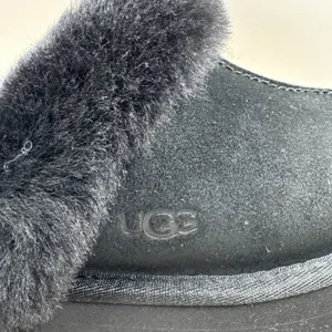 UGG Disquette Black Suede Fur Cuff Slide Platform Slipper Shoes Size 7 Women New thumbnail 7