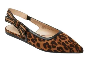 NWT A New Day Womens London Sling Back Flats Sandals 94303556 Cheetah Brown 7.5M thumbnail 1