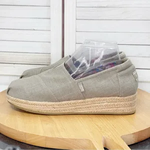 Bobs‎ by Skechers Highlights High Jinx Canvas Wedge Espadrille Shoes Tan 9 thumbnail 3