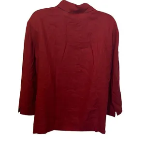 Rena Rowan Vintage Burgundy 100%‎ Linen Ladder Crochet Button Down Blouse Sz 14 thumbnail 2