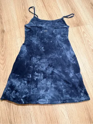 Billabong Womens Tie Dye Mini Dress Navy Blue Spaghetti Strap Beach Cover Up S thumbnail 4