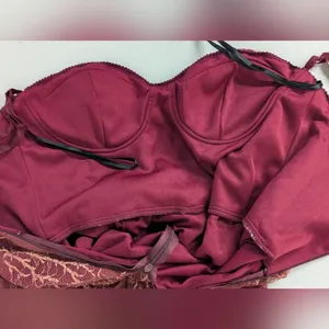 Rtr sz0 Katie May Venus Jumpsuit red wine lace gold shimmer metallic skinny 1 PC thumbnail 10