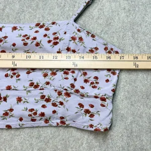American Eagle‎ Floral Smocked Back Crop Top Purple Women Size Large Soft Girl thumbnail 5