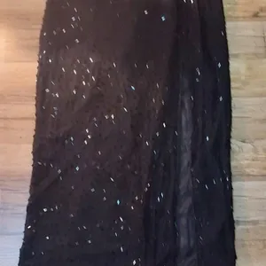 Ted LapidusBlack and Gold Strapless High Neck All Over Beaded Evening Gown Dress thumbnail 12