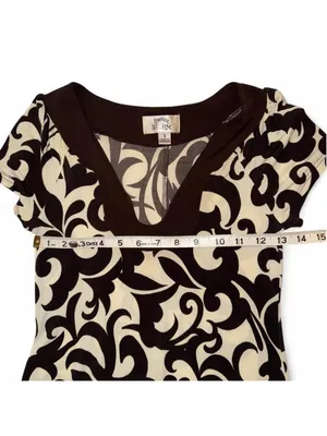 Brown and cream printed dress thumbnail 5
