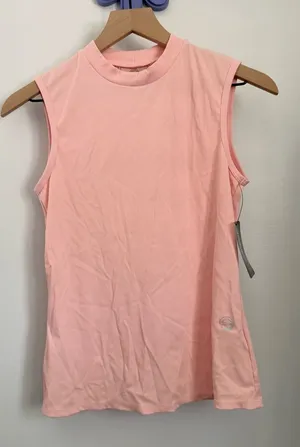 Foray Golf XS NEW Mock Neck Rib Tank‎ Top Powder Pink Athletic Preppy thumbnail 1