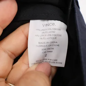 Vince Navy Blue Linen Blend Wrap Front Tapered Trousers Pants Size 2 thumbnail 4
