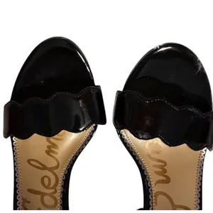 Sam Edelman Odila Black Patent Scalloped Ankle‎ Strap Block Heel Sandals Size 10 thumbnail 9