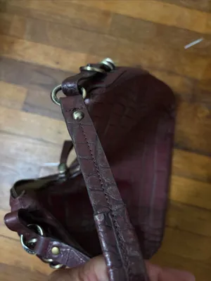 Monsac Croc-Embossed Hobo Bag in Burgundy thumbnail 7