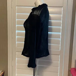 Chic Black Sheer Button-Down Women's Shirt thumbnail 4