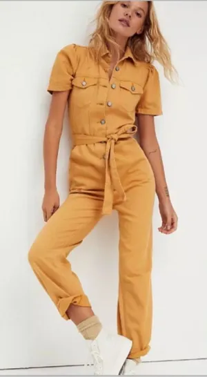 Boyish The Vincent Jumpsuit in Gold Rush Size Large thumbnail 1