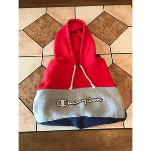 Champion Women's Reverse‎ Weave Colorblock Hoodie Red Gray Navy Size Medium y2k thumbnail 2