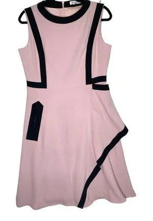 Misslook Pink Shift Dress size 10 Wrap Lined MIDI Business‎ Retro thumbnail 1