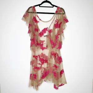 For Love & Lemons Paradise Pink Orchid Mini Dress Women's Sheer Size Medium thumbnail 2