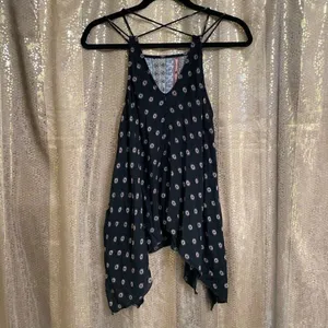 Abercrombie & Fitch Navy Blue‎ Boho Strappy Handkerchief Hem Blouse, Small thumbnail 2
