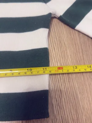 Zara‎ Dark Green & White Striped Long-Sleeve Cropped Tee size S thumbnail 5