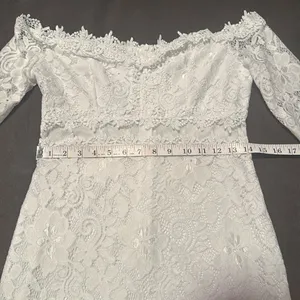 White Floral Lace Long Sleeve Off the Shoulder BodyCon Party Dress Size M *READ thumbnail 5