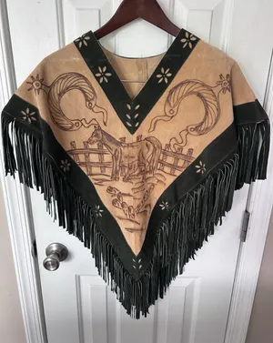 Poncho two tone western style Indian American horse size small/medium thumbnail 1