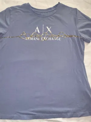 Armani Exchange Lavender Tee with Gold Accent Logo thumbnail 1