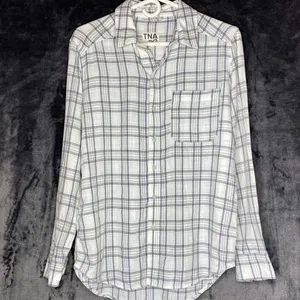 TNA Plaid Cotton‎ Shirt White Size XS thumbnail 2