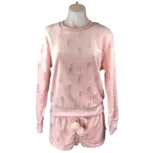 NEW Ann Summers Pink Pom Pom Bunny Velour Velvet Sweatshirt Shorts Lounge Set S thumbnail 2