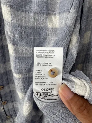 Anthropologie Pilcro Light Blue and White Plaid Top Cottagecore Prairie thumbnail 5