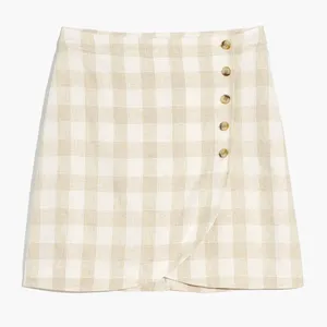 Madewell Linen‎ Blend Tulip Hem Mini Skirt NWT Size 6 Gingham Minimalist Casual thumbnail 1