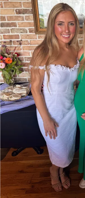 Petal & Pup Florez White Off the Shoulder Ruffle Midi Dress 4 thumbnail 13