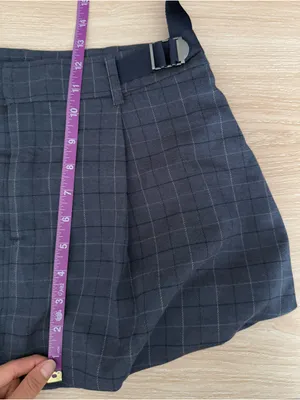 Free People 8 NWOT Saturn Bubble Mini Skirt Navy Plaid Preppy Academia Belted thumbnail 10