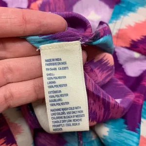 Y2K American Eagle‎ Mini Dress Womens 0 Purple Bodycon Strappy Summer Party Ikat thumbnail 4