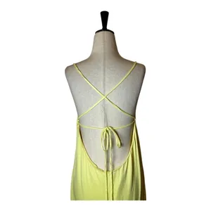 Something Navy Dress Women Large Yellow Silky‎ Essential Criss Cross Back Slip thumbnail 6