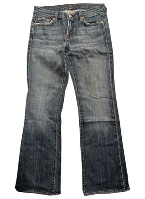 7 For All Mankind Womens 28 Bootcut Jeans Designer Denim Dark Faded Wash USA thumbnail 1