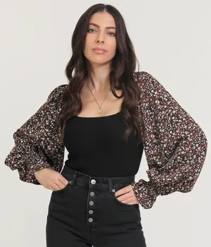 Floral Long Sleeve Bodysuit thumbnail 1
