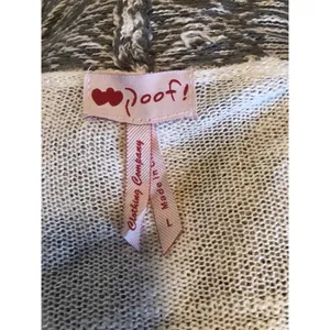 P.O.O.F! Women's Cardigan Sweater, Size L White Gray thumbnail 6