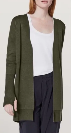 Lululemon Size M City Street Green Cashmere Open Front Cardigan Sweater thumbnail 1