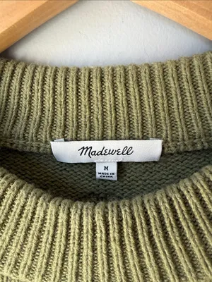 Madewell Eaton Merino Wool Cotton Sweater Green Moss thumbnail 3