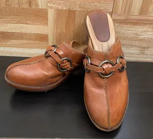FRYE Boots Cognac Cheryl Triple Ring Clog Mules Size 8.5M thumbnail 3