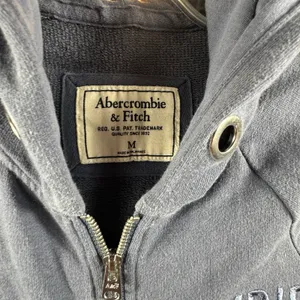 VTG Abercrombie & Fitch Hoodie Women M Blue Embroidered Big Logo Zip Up Y2K 90's thumbnail 5