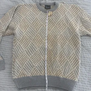 Vintage John Weitz Geometric Knit Sweater Grey Tan‎ Cotton Blend Made in USA L thumbnail 5
