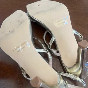 Gold Metallic Strappy Heels | Square Toe Stiletto Sandals | Size 7.5 thumbnail 3