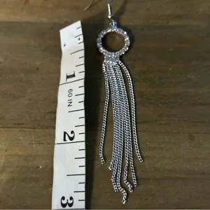 Rhinestone tassel chain earrings thumbnail 3