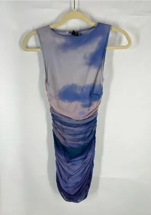 Urban Outfitters UO Austin Blue Ombré Mesh Ruched Bodycon Mini Dress S thumbnail 1