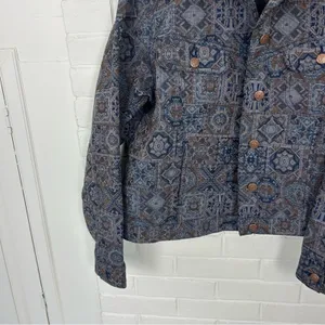 Vintage Bill Blass Patterned Tapestry Trucker Jacket Size M Blue Size M thumbnail 4