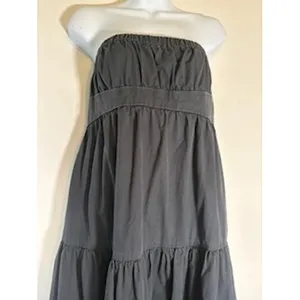 Urban Outfitters Strapless Maxi Dress Gray Tiered Smocked Cotton Fall Small thumbnail 2