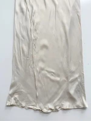Zara Satin Effect Cream Midi Wrap Skirt size Large thumbnail 4