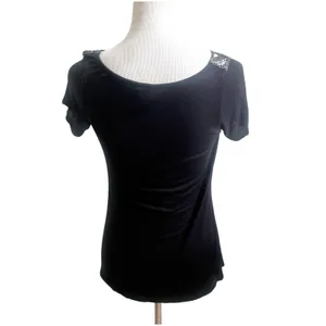 Daytrip Whimsygoth Top Y2K Open Knit Metallic Size Medium Black Silver thumbnail 3