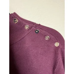 Chicos 4 US XXL Sweater Purple Plum Mock Neck Button Shoulder Long Sleeve Top thumbnail 3