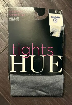 HUE Womens Size 1 Tights Steel Shine Control Top Opaque Gray Hosiery NEW thumbnail 1