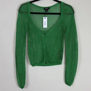 NWT Nasty Gal Crochet Net Green Cardigan in Green Size Small‎ thumbnail 2